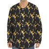 Trippy Dancing Skeleton Pattern Print Long Sleeve Baseball Jersey