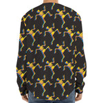 Trippy Dancing Skeleton Pattern Print Long Sleeve Baseball Jersey