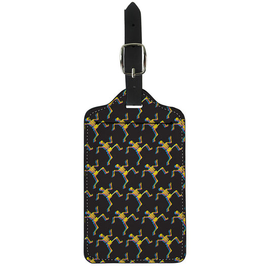 Trippy Dancing Skeleton Pattern Print Luggage Tag