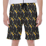 Trippy Dancing Skeleton Pattern Print Men's Beach Shorts