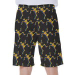 Trippy Dancing Skeleton Pattern Print Men's Beach Shorts