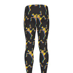 Trippy Dancing Skeleton Pattern Print Men's leggings