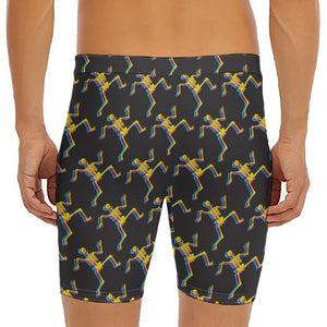 Trippy Dancing Skeleton Pattern Print Men's Long Boxer Briefs