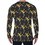 Trippy Dancing Skeleton Pattern Print Men's Long Sleeve T-Shirt