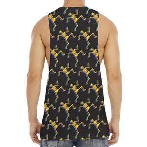 Trippy Dancing Skeleton Pattern Print Men's Muscle Tank Top