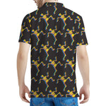 Trippy Dancing Skeleton Pattern Print Men's Polo Shirt