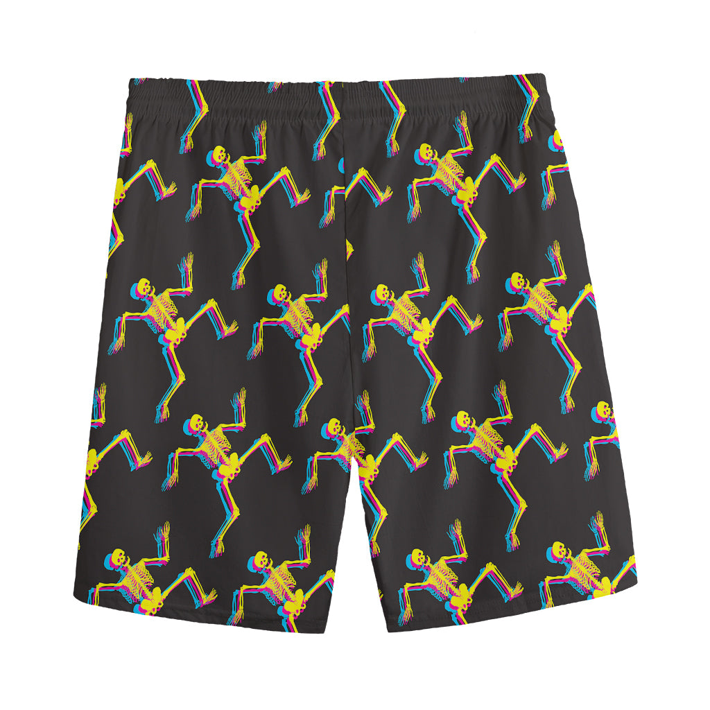 Trippy Dancing Skeleton Pattern Print Men's Sports Shorts