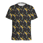 Trippy Dancing Skeleton Pattern Print Men's Sports T-Shirt