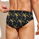 Trippy Dancing Skeleton Pattern Print Men's Swim Briefs