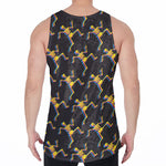 Trippy Dancing Skeleton Pattern Print Men's Velvet Tank Top