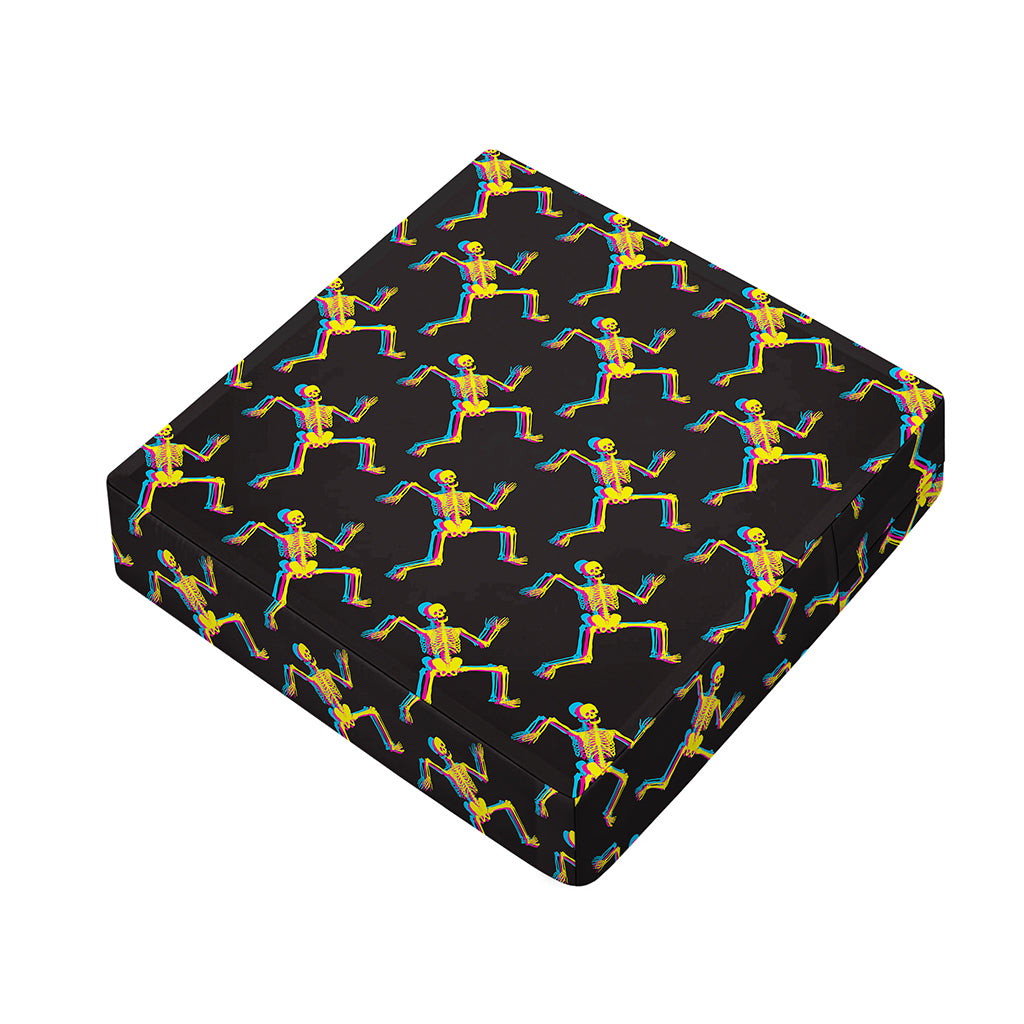 Trippy Dancing Skeleton Pattern Print Outdoor Seat Cushion Cover