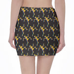 Trippy Dancing Skeleton Pattern Print Pencil Mini Skirt