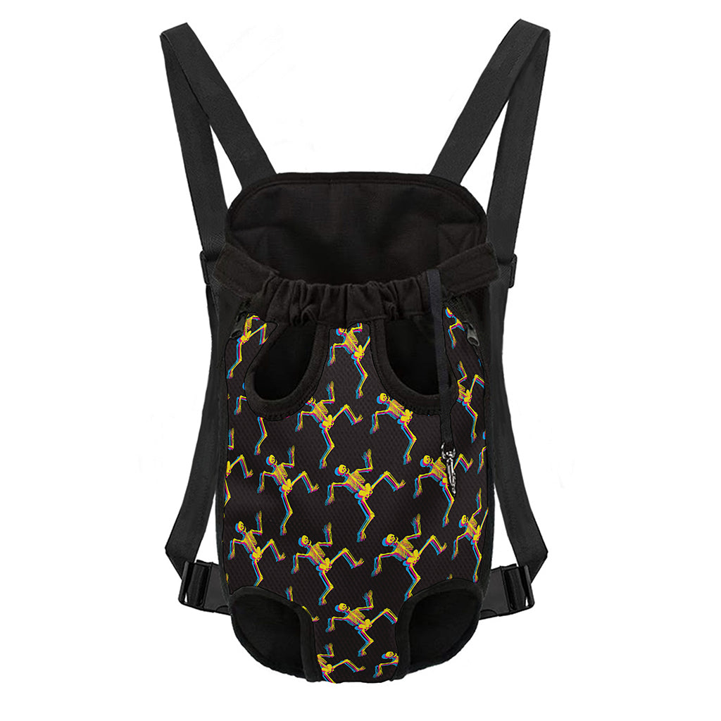 Trippy Dancing Skeleton Pattern Print Pet Carrier Backpack
