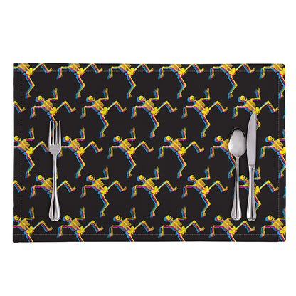 Trippy Dancing Skeleton Pattern Print Placemat