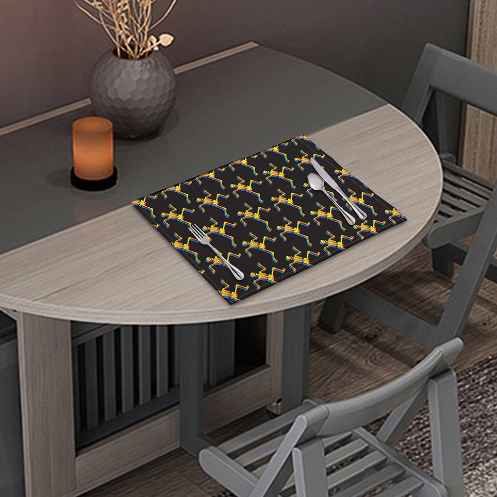 Trippy Dancing Skeleton Pattern Print Placemat