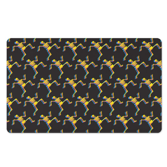 Trippy Dancing Skeleton Pattern Print Polyester Doormat