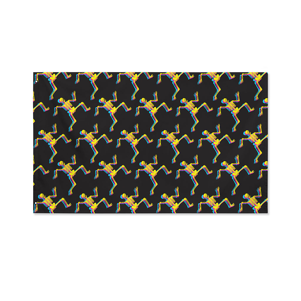 Trippy Dancing Skeleton Pattern Print Polyester Flag