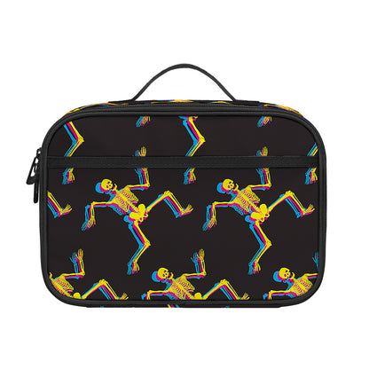 Trippy Dancing Skeleton Pattern Print Portable Lunch Bag