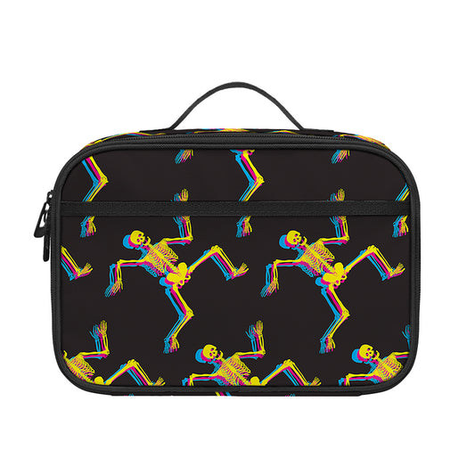 Trippy Dancing Skeleton Pattern Print Portable Lunch Bag