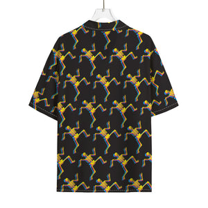 Trippy Dancing Skeleton Pattern Print Rayon Hawaiian Shirt