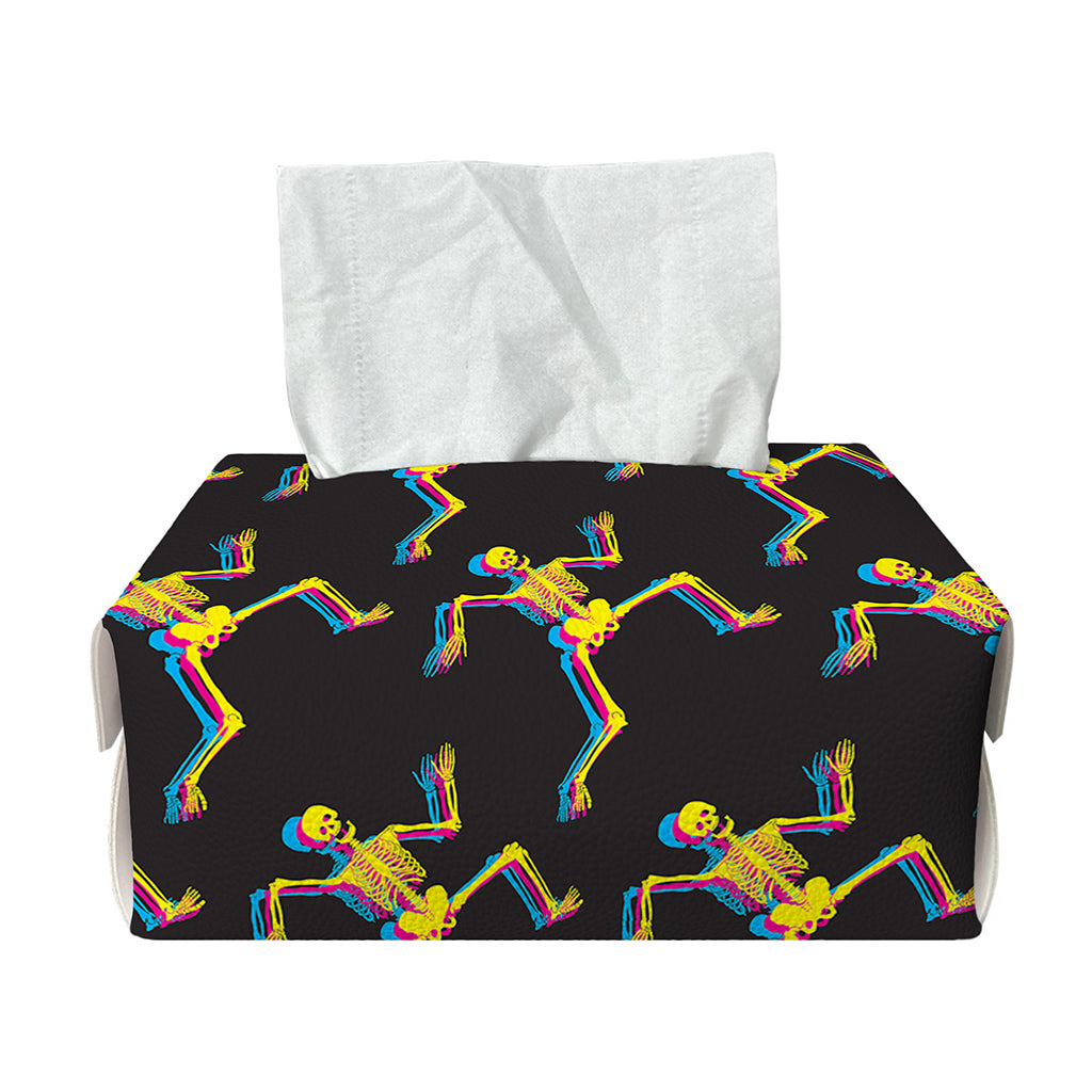 Trippy Dancing Skeleton Pattern Print Rectangle Tissue Box Cover