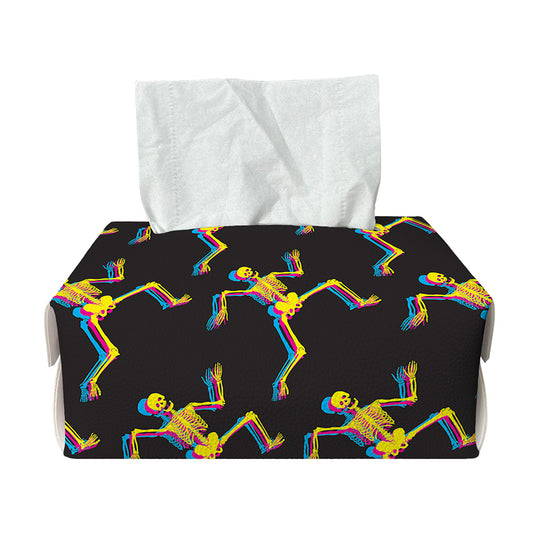 Trippy Dancing Skeleton Pattern Print Rectangle Tissue Box Cover