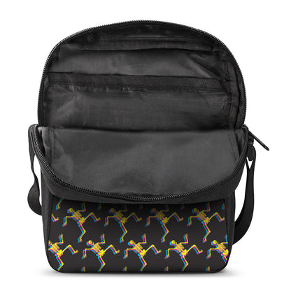 Trippy Dancing Skeleton Pattern Print Rectangular Crossbody Bag