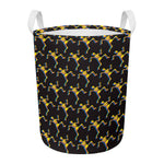 Trippy Dancing Skeleton Pattern Print Round Laundry Basket