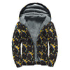 Trippy Dancing Skeleton Pattern Print Sherpa Lined Zip Up Hoodie