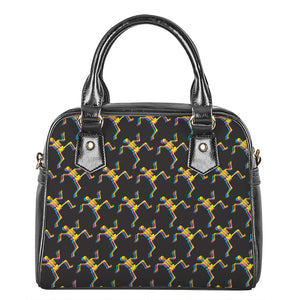 Trippy Dancing Skeleton Pattern Print Shoulder Handbag