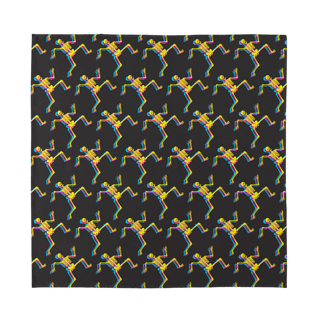 Trippy Dancing Skeleton Pattern Print Silk Bandana