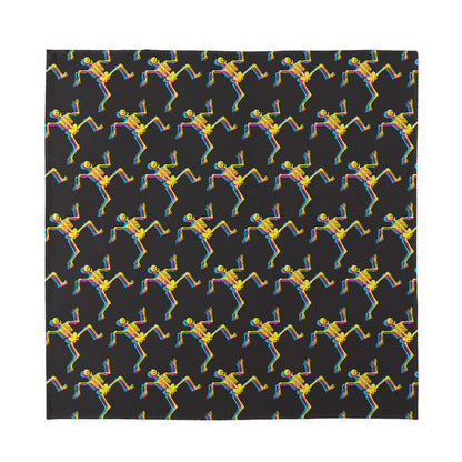 Trippy Dancing Skeleton Pattern Print Silk Bandana