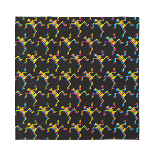 Trippy Dancing Skeleton Pattern Print Silk Bandana