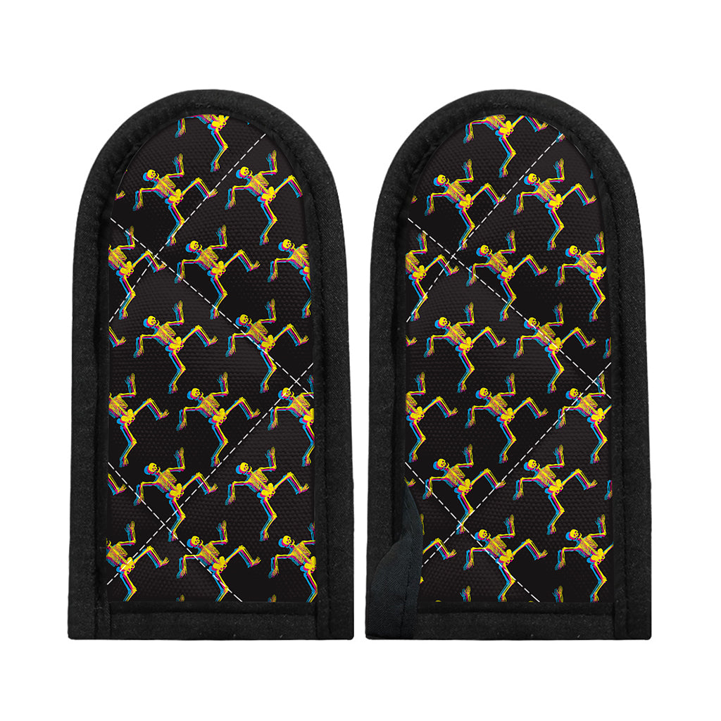 Trippy Dancing Skeleton Pattern Print Skillet Handle Cover
