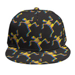 Trippy Dancing Skeleton Pattern Print Snapback Cap