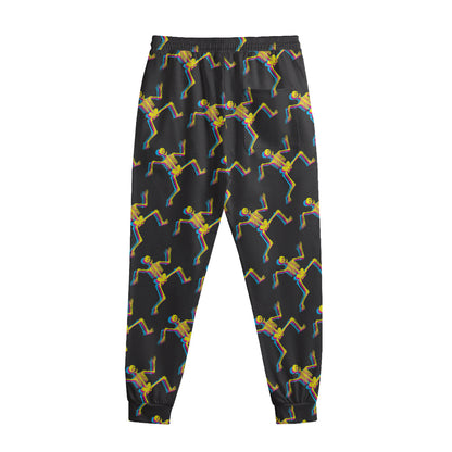 Trippy Dancing Skeleton Pattern Print Sweatpants