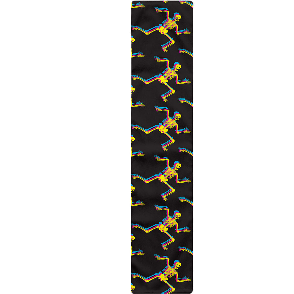 Trippy Dancing Skeleton Pattern Print Table Runner