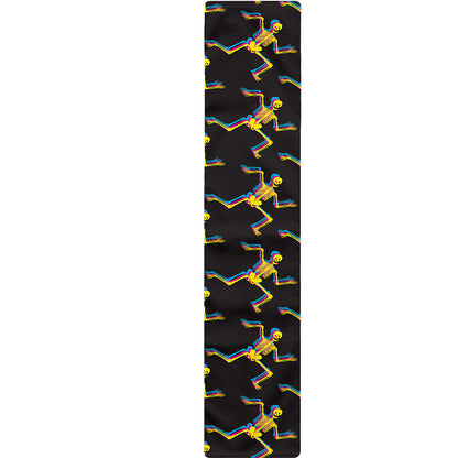 Trippy Dancing Skeleton Pattern Print Table Runner