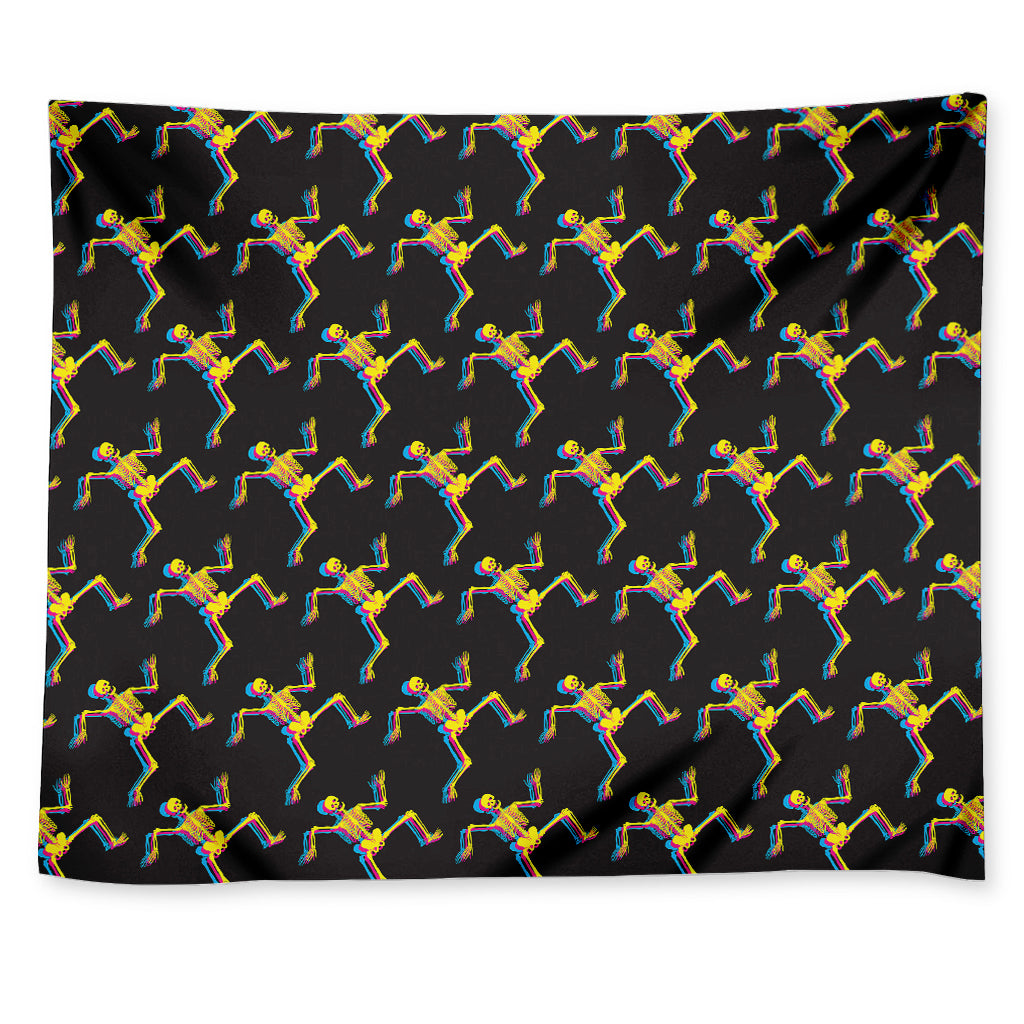 Trippy Dancing Skeleton Pattern Print Tapestry
