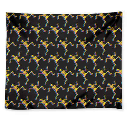 Trippy Dancing Skeleton Pattern Print Tapestry