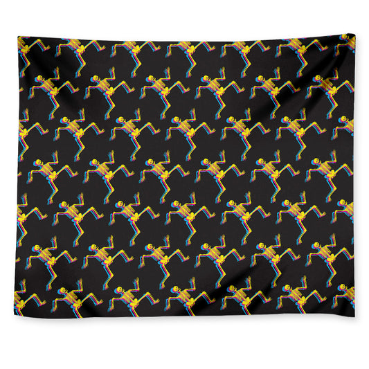 Trippy Dancing Skeleton Pattern Print Tapestry