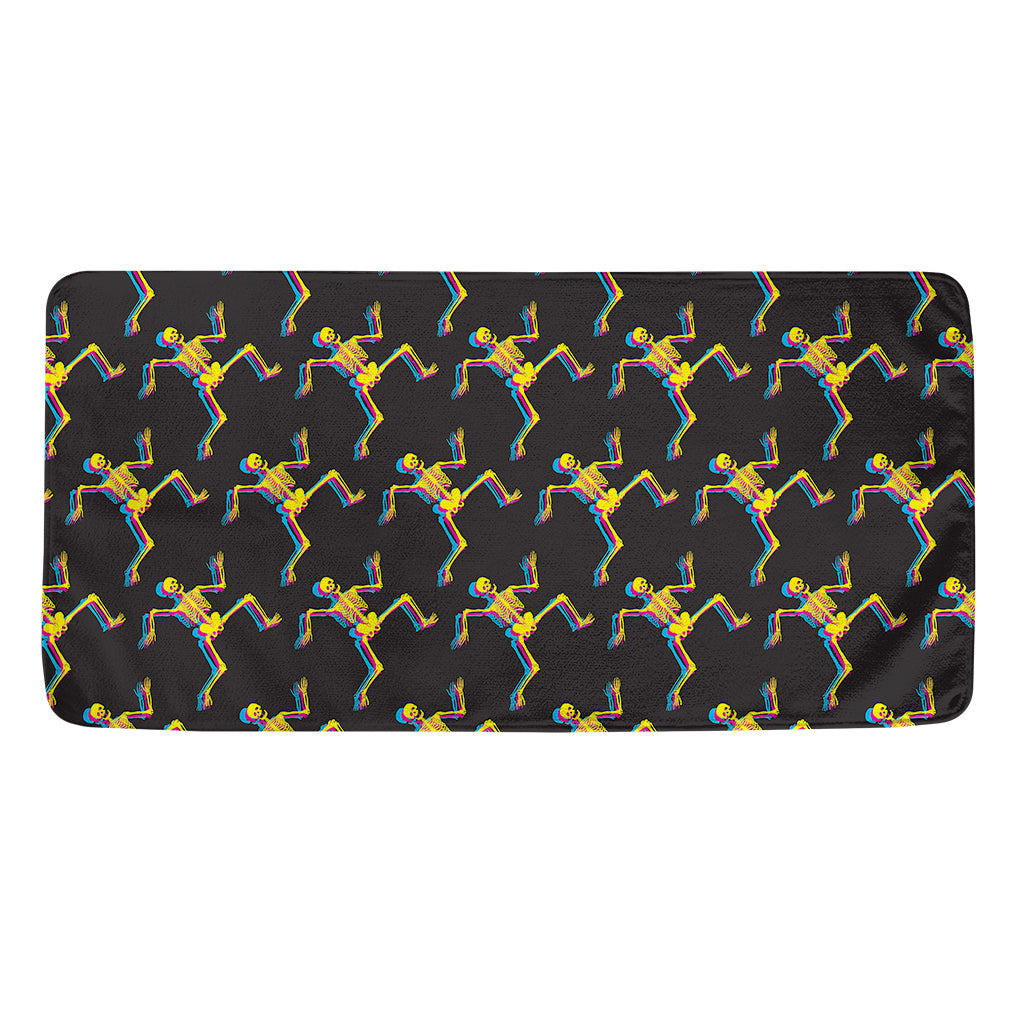 Trippy Dancing Skeleton Pattern Print Towel