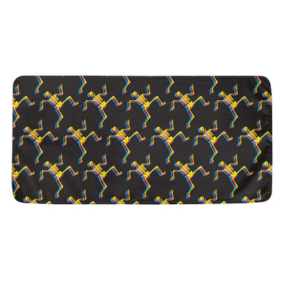 Trippy Dancing Skeleton Pattern Print Towel