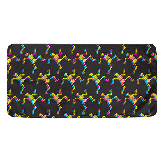 Trippy Dancing Skeleton Pattern Print Towel