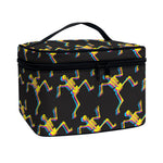 Trippy Dancing Skeleton Pattern Print Travel Makeup Bag