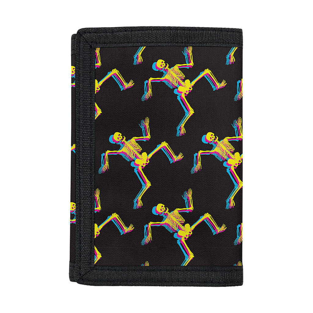 Trippy Dancing Skeleton Pattern Print Trifold Wallet