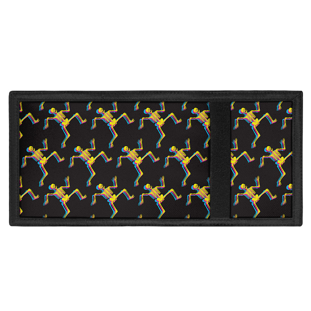 Trippy Dancing Skeleton Pattern Print Trifold Wallet