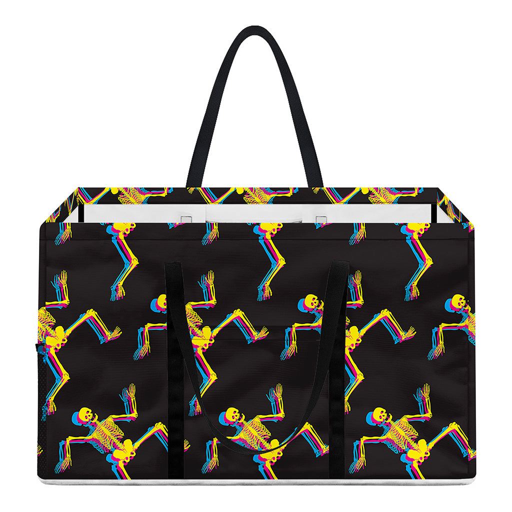 Trippy Dancing Skeleton Pattern Print Utility Tote Bag
