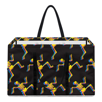 Trippy Dancing Skeleton Pattern Print Utility Tote Bag