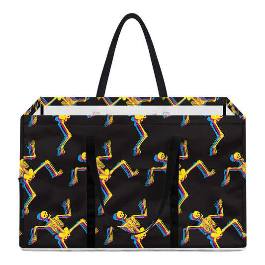 Trippy Dancing Skeleton Pattern Print Utility Tote Bag